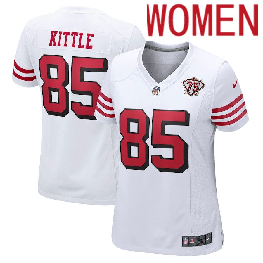 Women San Francisco 49ers #85 George Kittle Nike White 75th Anniversary 2nd Alternate Game NFL Jersey